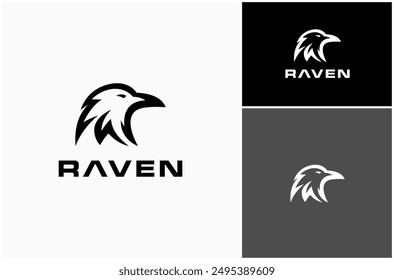 Raven Crow Corvus Head Face Bird Wildlife Modern Simple Vektorgrafik Logo Design Illustration