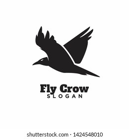 raven crow fly black color with isolated background logo icon design vector illustration