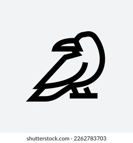 raven crow Logo abstrakte Linie Vektordesign, minimale und einfache Umriss-Symbol.