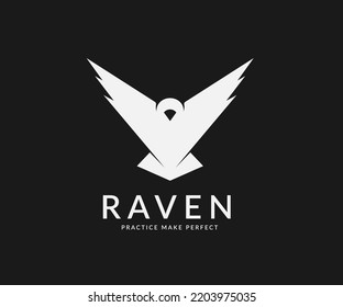 raven crow logo design isolated on black background