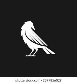 raven crow logo vector icon illustration. handmade