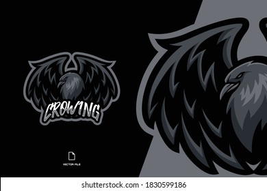 raven crow masco esport game logo character template illustration