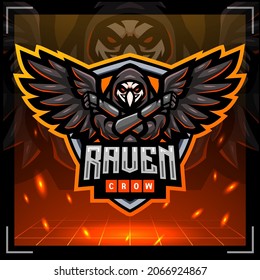 Raven crow mascot. esport logo design