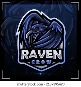 Raven crow mascot. esport logo design