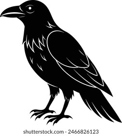 Raven and crow silhouette vector set design