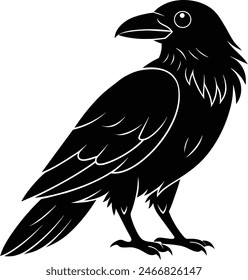 Raven and crow silhouette vector set design