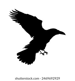 raven, crown silhouette - isolated - vector illustration	