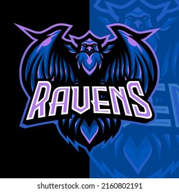 Raven, Crows, Bird, Fighter E-Sport Gaming Logo, Mascot, and Emblem Template Isolated Vector. Illustration Logo. Suitable for Game, Streamer, and E-Sport Team.