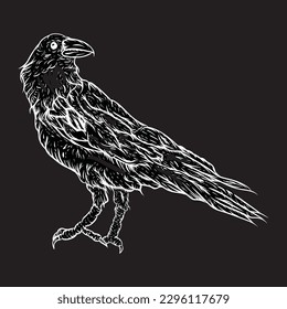 Raven drawing high quality vector
