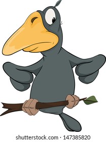 Raven from a fairy tale. Cartoon 
