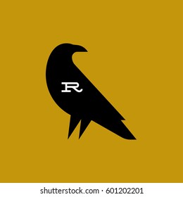 Raven. Fat style vector logo mark template or icon