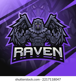 Raven fighter esport mascot logo design