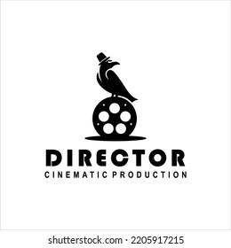 Raven with Film Equipments. Good logo design for Movie Maker.