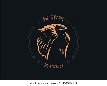 The raven flaps its big wings and flies. Vector illustration.