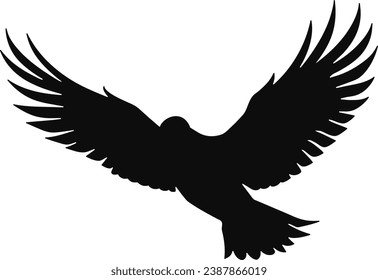 Raven in flight silhouettes vector on a white background