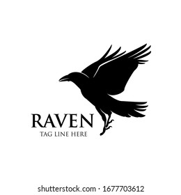 raven fly logo icon vector design template