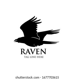 raven fly logo icon vector design template