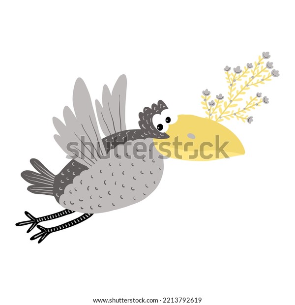 Raven Flying Cartoon Illustration Doodle Crow Stock Vector (Royalty ...