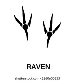 raven foot print, animal paw print vector trendy style on white background..eps