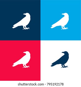 Raven four color material and minimal icon logo set in red and blue