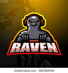 Raven game player esport mascot logo design