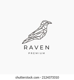 Raven geometric logo vector icon design template