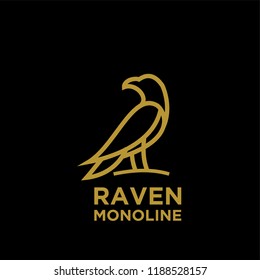 Raven gold line black background logo icon designs vector