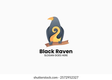 Raven Gradient Colorful Logo. Vector Illustration