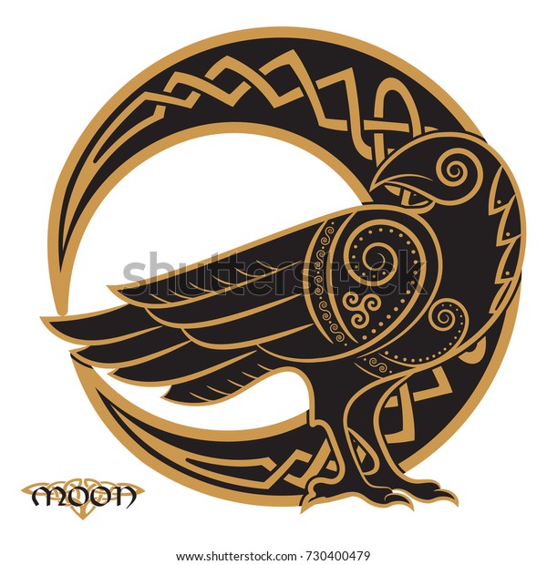 Raven Handdrawn Celtic Style On Background Stock Vector (Royalty Free ...