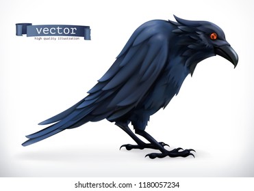 Raven. Happy Halloween 3d Vector Icon