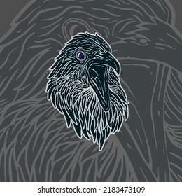 RAVEN HEAD ILLUSTRATIONS VECTOR AND FOR POSTER, TSHIRT DESIGN, MERCH DESIGN AND ETC