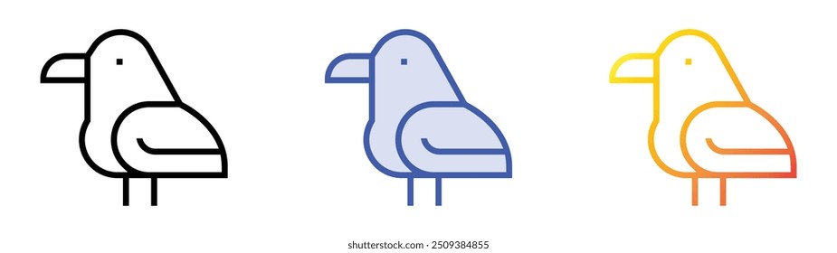 raven icon. Linear, Blue Fill and Gradient Style Design Isolated On White Background