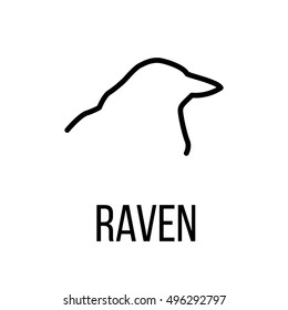 Raven icon or logo in modern line style. High quality black outline pictogram for web site design and mobile apps. Vector illustration on a white background. 