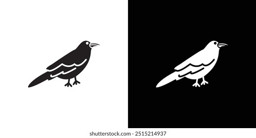 raven icon Thin line flat illustration