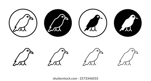 raven icon vector line logo mark or symbol set collection outline style