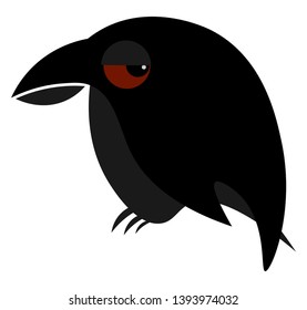 Raven illustration vector on white background 