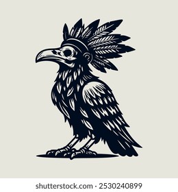 raven in indian mask.vector illustration