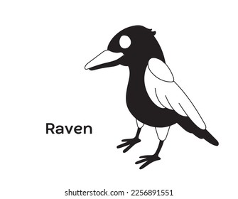 Raven isolated vector Silhouettes on white background 