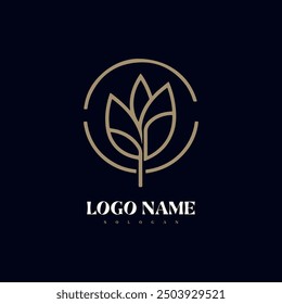 Raven Leaves logo, bird logo vector line outline monoline art icon - Vector