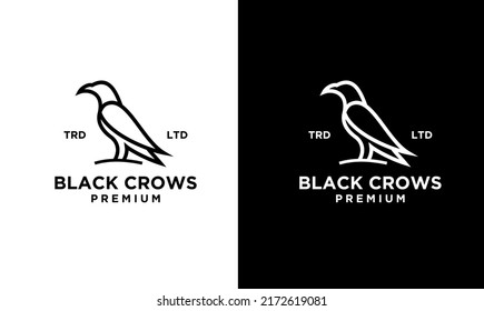 raven línea en el logo blanco negro