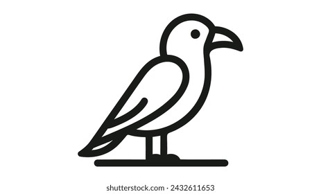 Raven line icon design vector illustration on white background