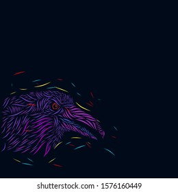 the raven line pop art potrait colorful logo design with dark background