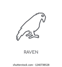Raven linear icon. Modern outline Raven logo concept on white background from animals collection. Suitable for use on web apps, mobile apps and print media.