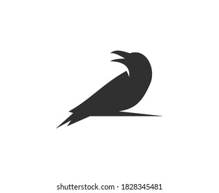 Raven logo bird black vector 