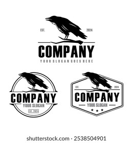 raven logo , bird logo vector