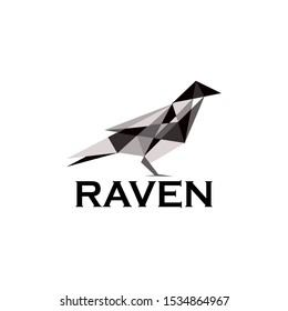 raven logo cubist icon template illustration