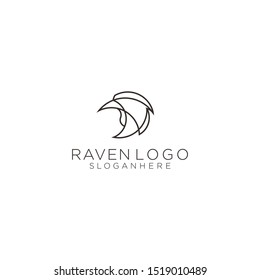 raven logo design animal abstract outline style