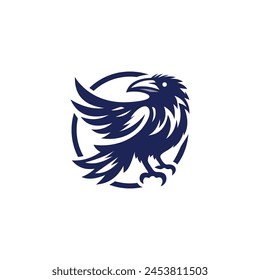 Raven logo design, perfect for a modern company. Because of its black plumage, croaking call, and diet of carrion, the raven is often associated with loss and ill omen. Yet, its symbolism is complex