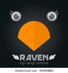 raven logo design template on black background , Vector illustration