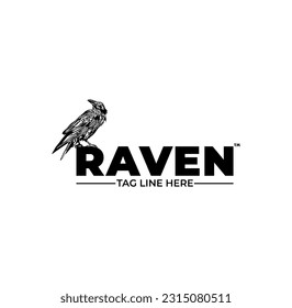 raven  logo design vector animal